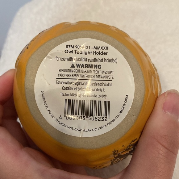 🆕GIFT CRAFT: Yellow Ceramic Owl Tea Light Holder - Picture 5 of 5